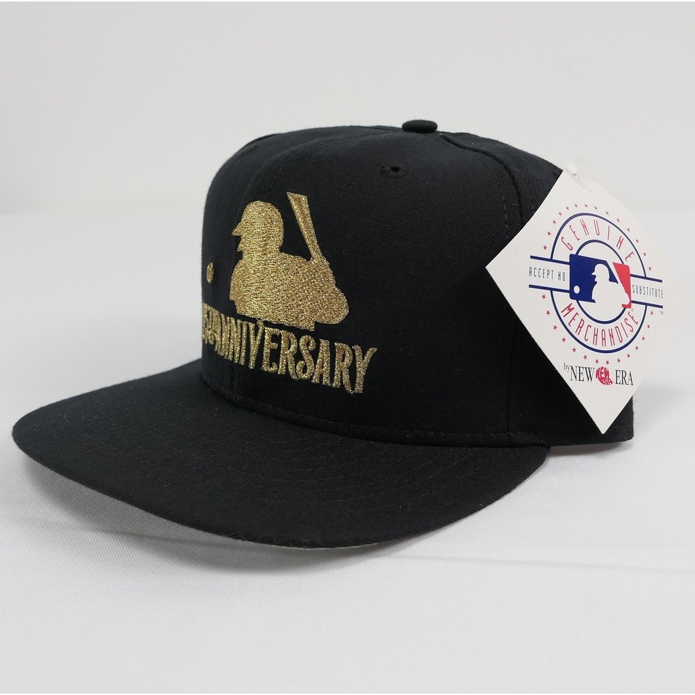 Vintage New Era MLB 125th Anniversary Snapback Hat Black Gold Made in USA NWT